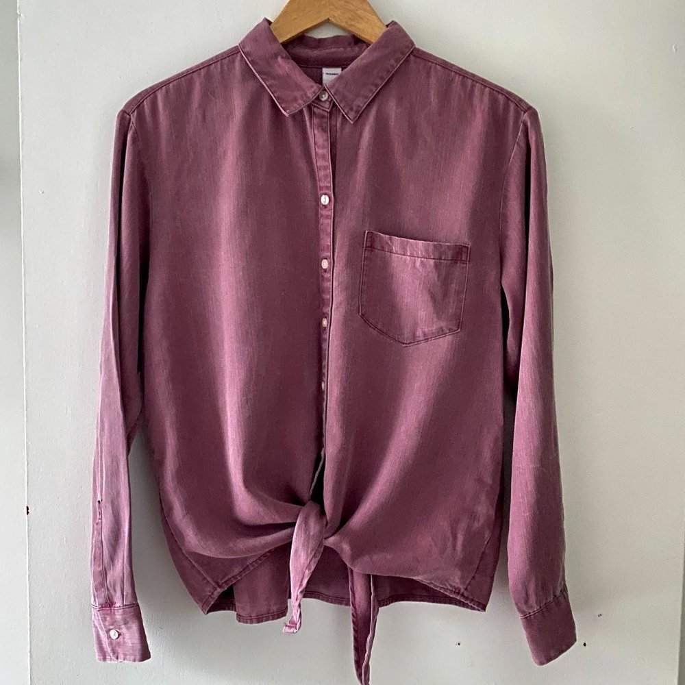 Button Up Top w Tie Front, Gently Distressed